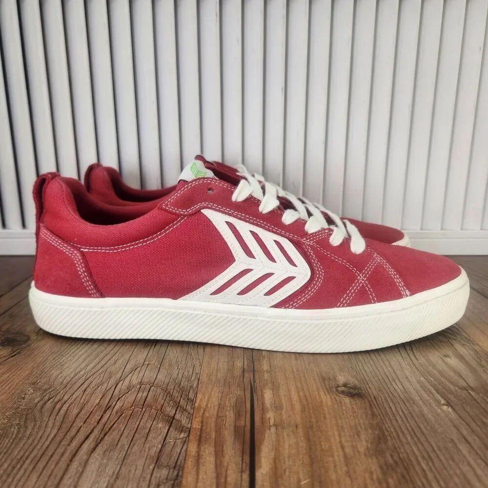 Cariuma Catiba Pro Skate Sneakers Mens Sz 12.5 Red Suede Low Top Athletic Shoes